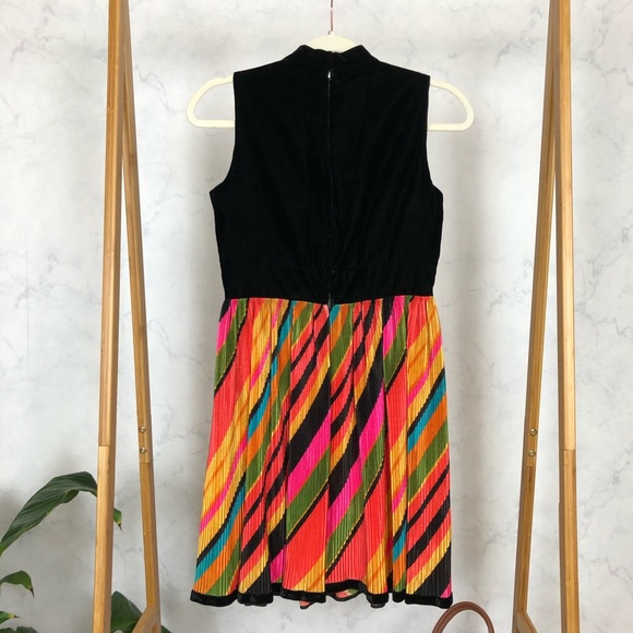 Vintage 60s Rainbow Stripe Mock Neck Prom Dress - Picture 6 of 6